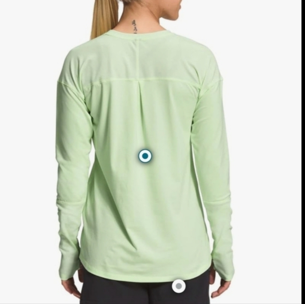 THE NORTH FACE women Long Sleeve Actiwear Top Shirt lime Green Sz M Running New - Picture 3 of 13